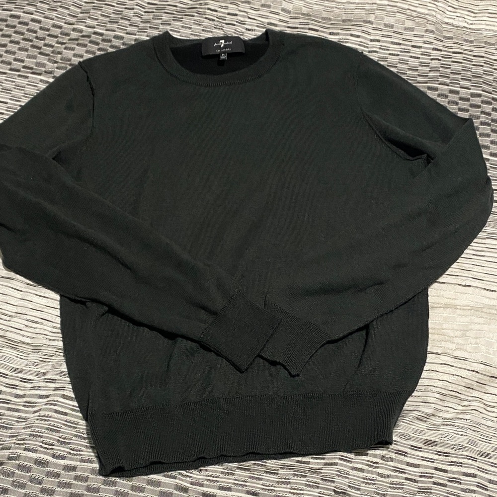 7 For All Mankind Men's Dark Green Crewneck Sweater